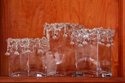 Square Glass Vases + Handmade Crystals